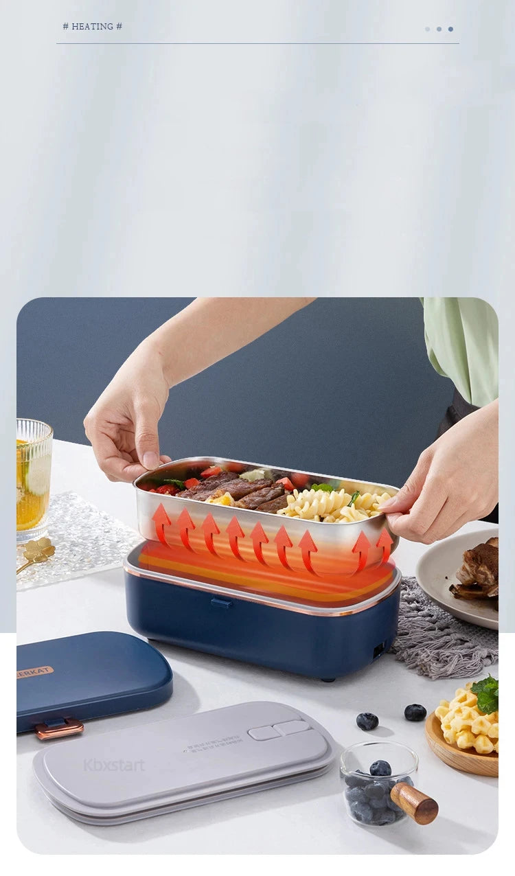 220V Electric Lunch Box 900ml Portable Rice Cooker Water Free Heating Bento Box  Thermostatic Heating Food Warmer For Office