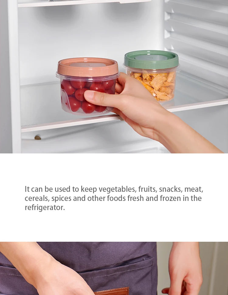 8 Pcs 500ml Round Food Fresh Keeping Box Kitchen Refrigerator Storage Container Fruits Snacks Sealed Jar Microwave Heating