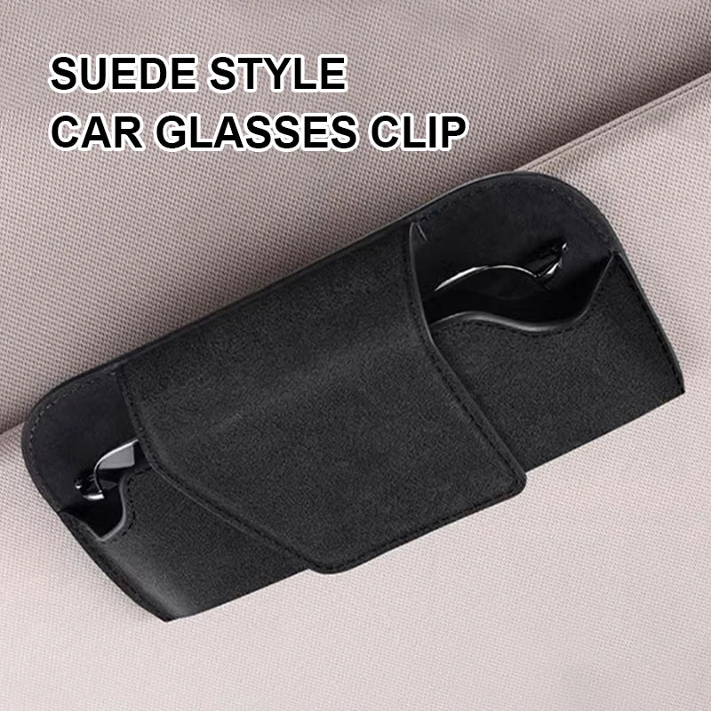 BLALION Car Glasses Case Auto Sun Visor Suede Glasses Holder Sunglasses Clip Card Ticket Holder Universal Interior Accessories