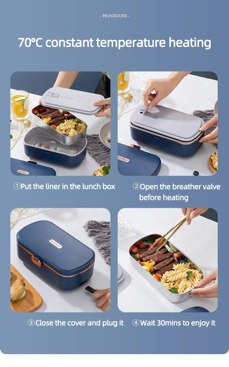 220V Electric Lunch Box 900ml Portable Rice Cooker Water Free Heating Bento Box  Thermostatic Heating Food Warmer For Office
