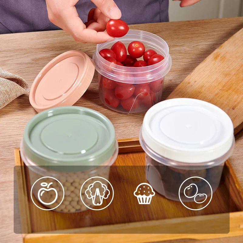 8 Pcs 500ml Round Food Fresh Keeping Box Kitchen Refrigerator Storage Container Fruits Snacks Sealed Jar Microwave Heating