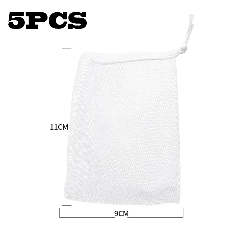 5pcs Fruit Vegetable Storage Bags Washable Reusable Net Mesh Bags Kitchen Food Organizer Toys Grocery Storage Packaging Bag
