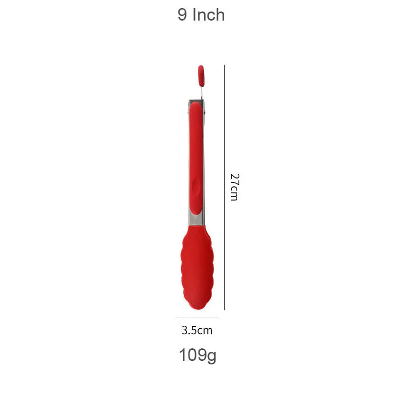 9 and 12 Inch Silicone Head Stainless Steel Bread and Salad Tongs Set Classic Novel Design for Everyday Dining for Restaurants