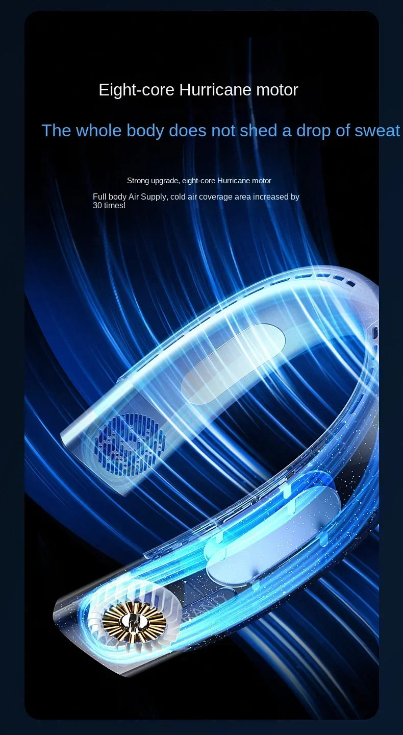 5 Speed Neck Fan Cooling Rechargeable Air Conditioning Fans Air Cooler 4000mAh Air Conditioner For Sports
