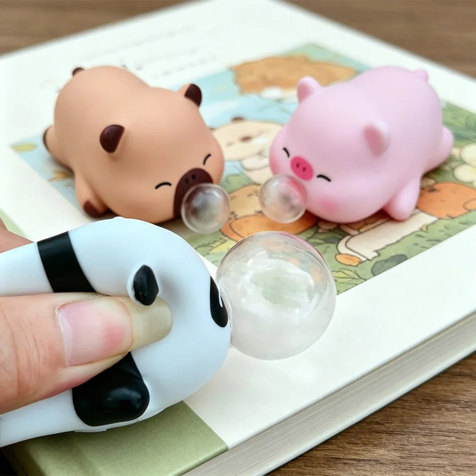 Cute Animal Bubble Squeeze Toys, Panda & Pig Slow Rebound Squishies Office Gags and Stress Relief Viral Desk Gadgets for Pranks