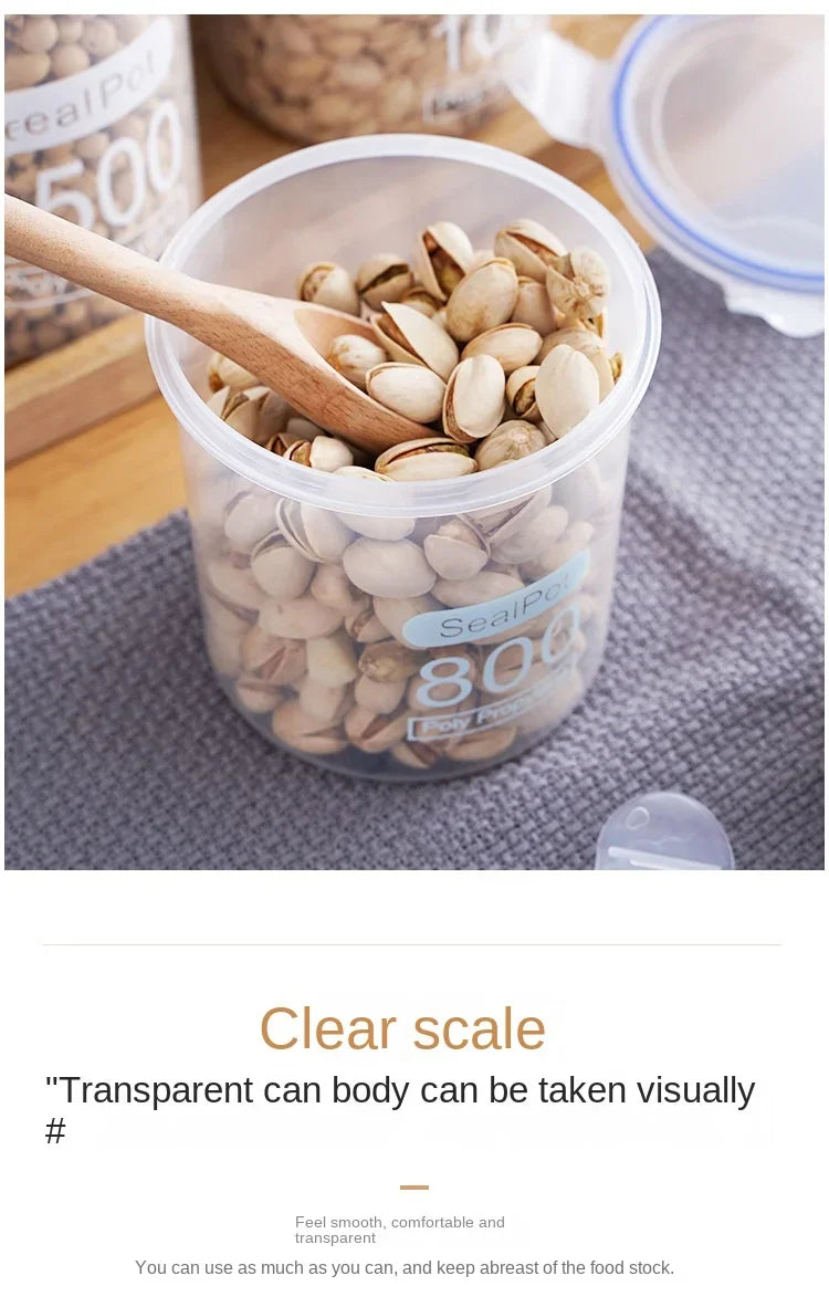 1-4PCS Sealed Jars With Scale Grain Crisper Kitchen Refrigerator Organize Sealed Container Clear Jar Spice Sugar Storage Boxes