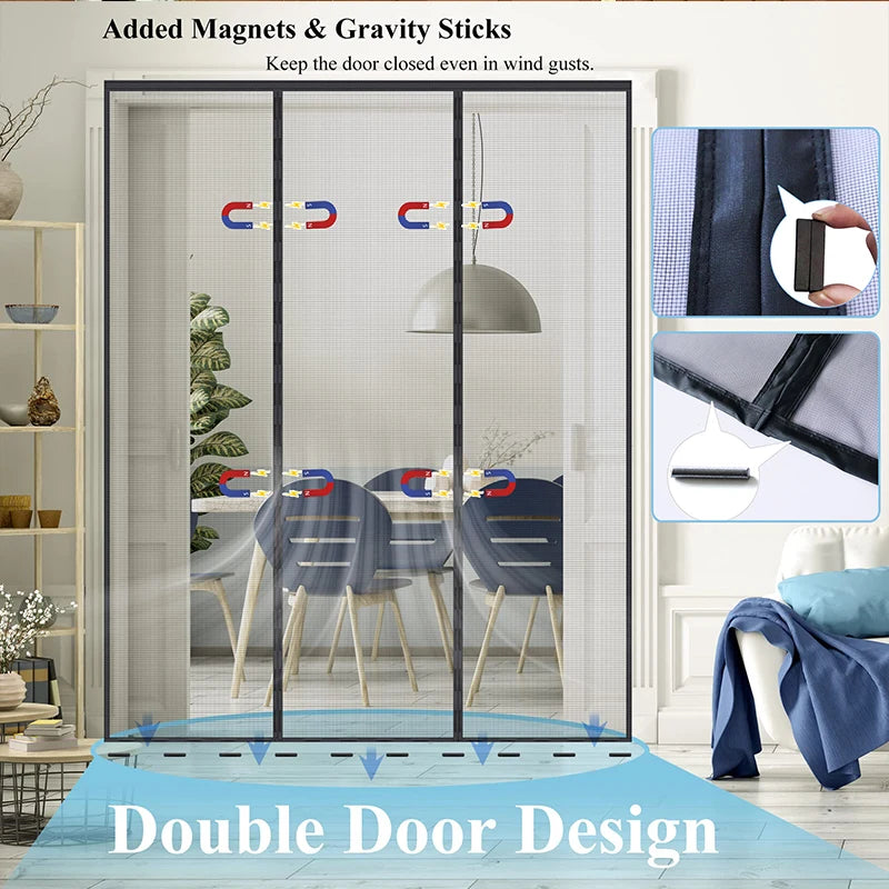 DTGJ Magnetic Door Screen Mosquito Net Custom Size Summer Anti insect Mesh Automatic Closing Curtain Applicable to glass doors