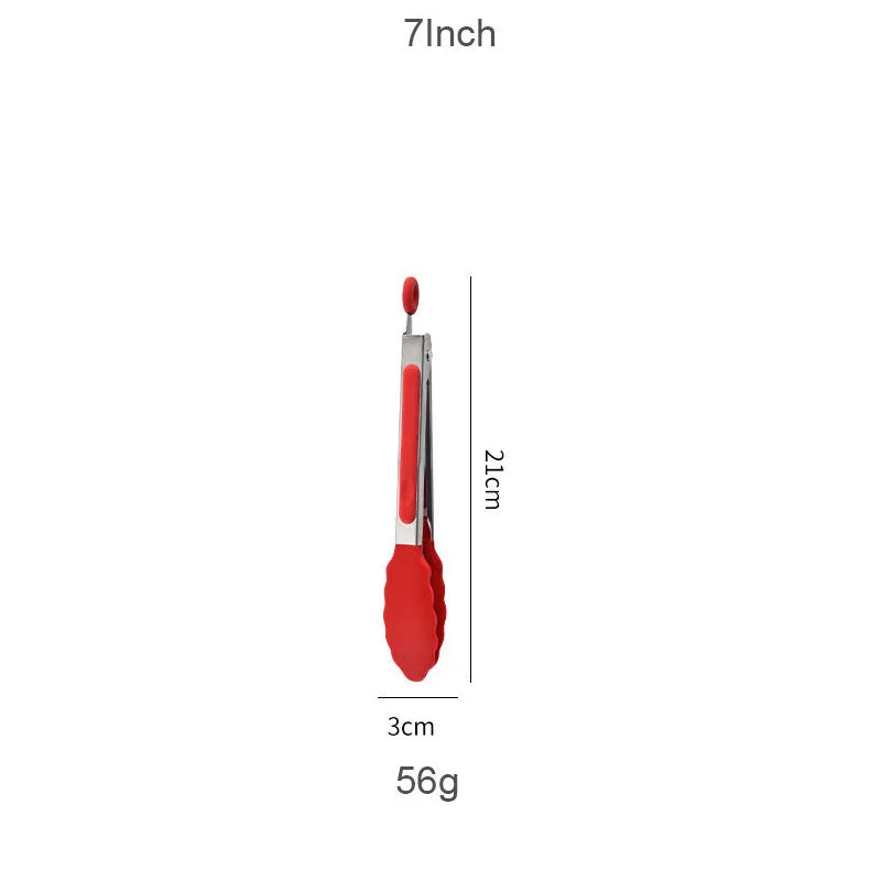 9 and 12 Inch Silicone Head Stainless Steel Bread and Salad Tongs Set Classic Novel Design for Everyday Dining for Restaurants