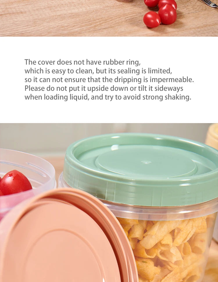 8 Pcs 500ml Round Food Fresh Keeping Box Kitchen Refrigerator Storage Container Fruits Snacks Sealed Jar Microwave Heating