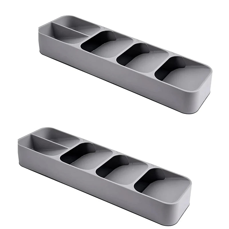 Compact Silverware Organizer Tray Kitchen Drawer Utensil Holder Cutlery Storage Space-Saving Durable Plastic Flatware Divider