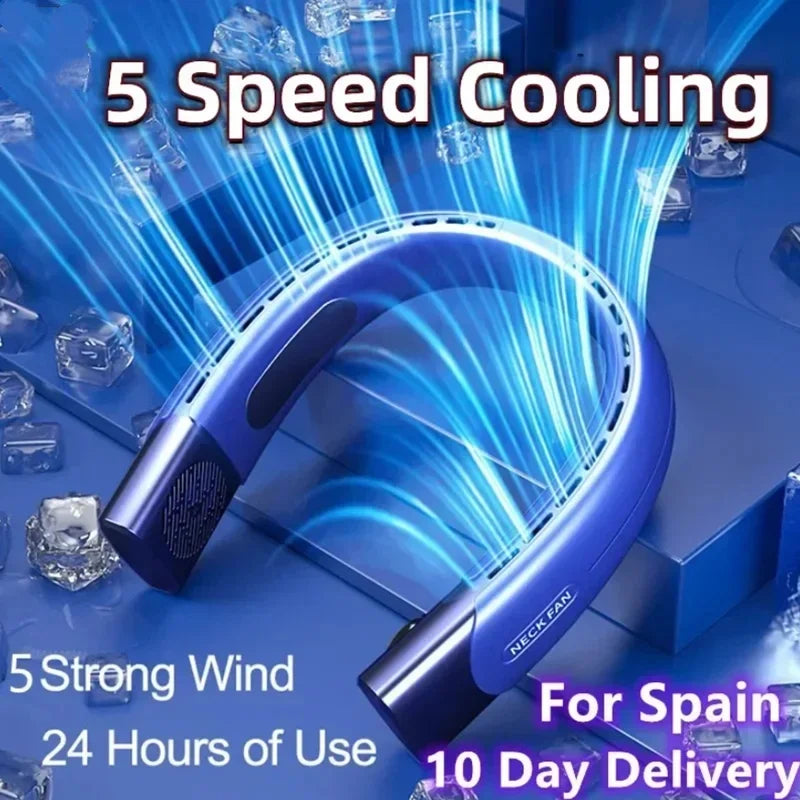 5 Speed Neck Fan Cooling Rechargeable Air Conditioning Fans Air Cooler 4000mAh Air Conditioner For Sports