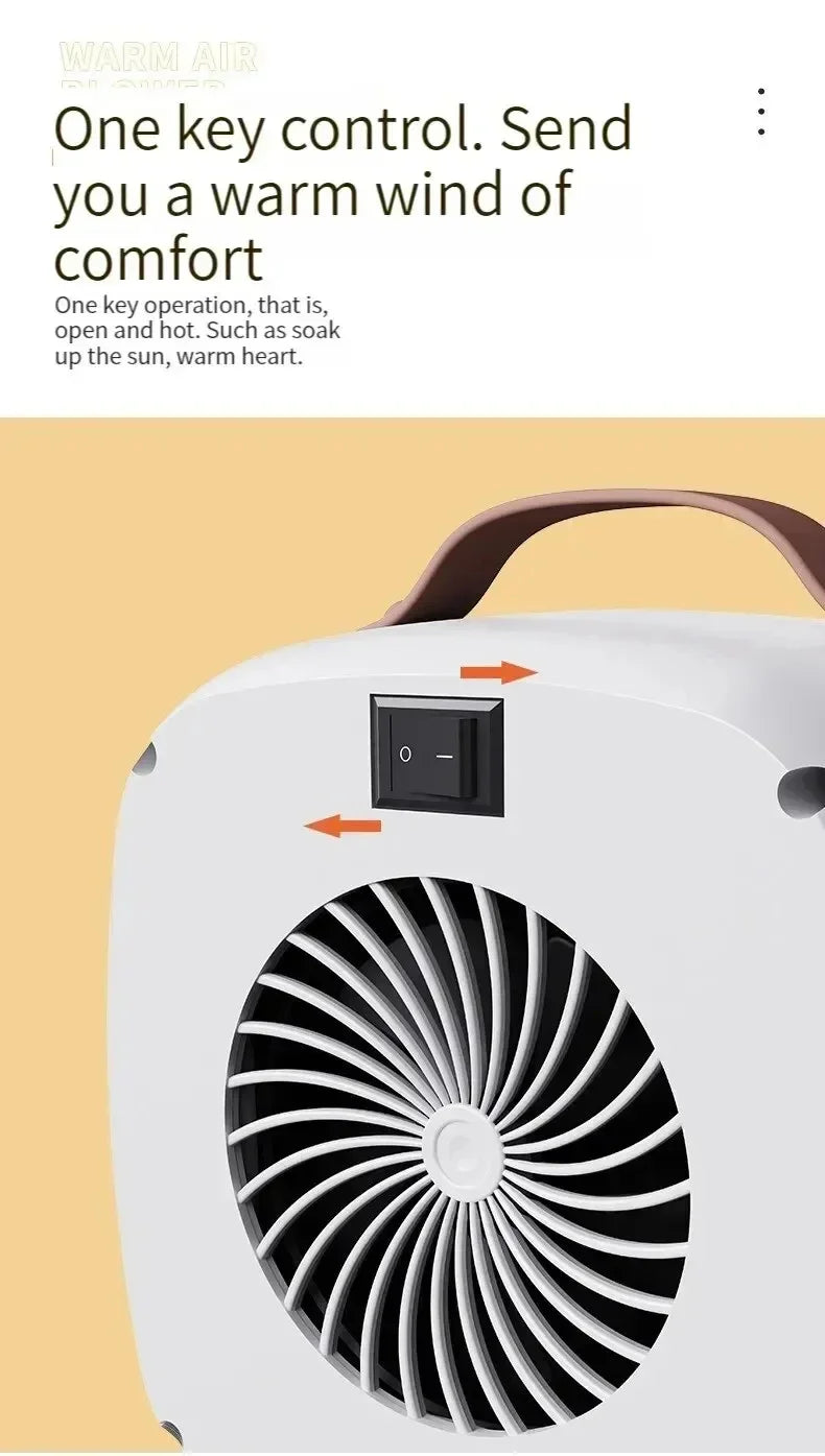 Mini Portable Heaters Desktop Mutes Fast Heating Warmer Fan 500W PTC-Ceramic Warm Air Heaters for Indoor Office Winter