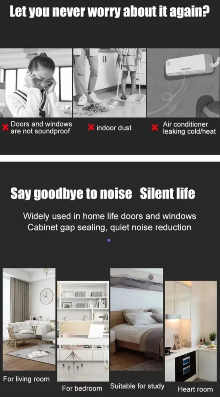 2-Pack Flexible Under Door Draft Stopper Bottom Seal Strip Weather Strip Anti-Cold Gap Blocker Thicker Sealing Strip 93 men di