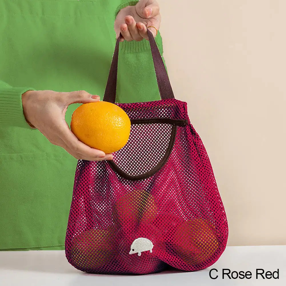 Reusable Kitchen Hanging Mesh Bag Home Fruit And Vegetable Storage Net Bag For Ginger Garlic Potatoes Onions Hollow Mesh Bag