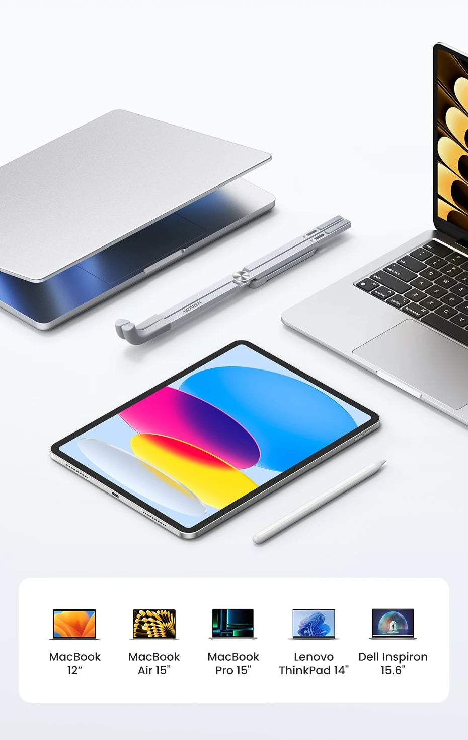UGREEN Laptop Stand For Macbook Pro Foldable Aluminum Vertical Notebook Stand Laptop Support Macbook Air Pro Tablet Phone Stand