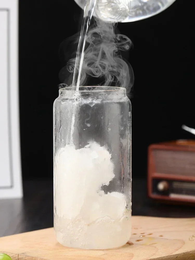 JUSTINLAU Glass Straw Cup with Dustproof Wooden Lid Heat-resisting Transparent Glass Bottle Breakfast Cola Milk Cup Holiday Gift