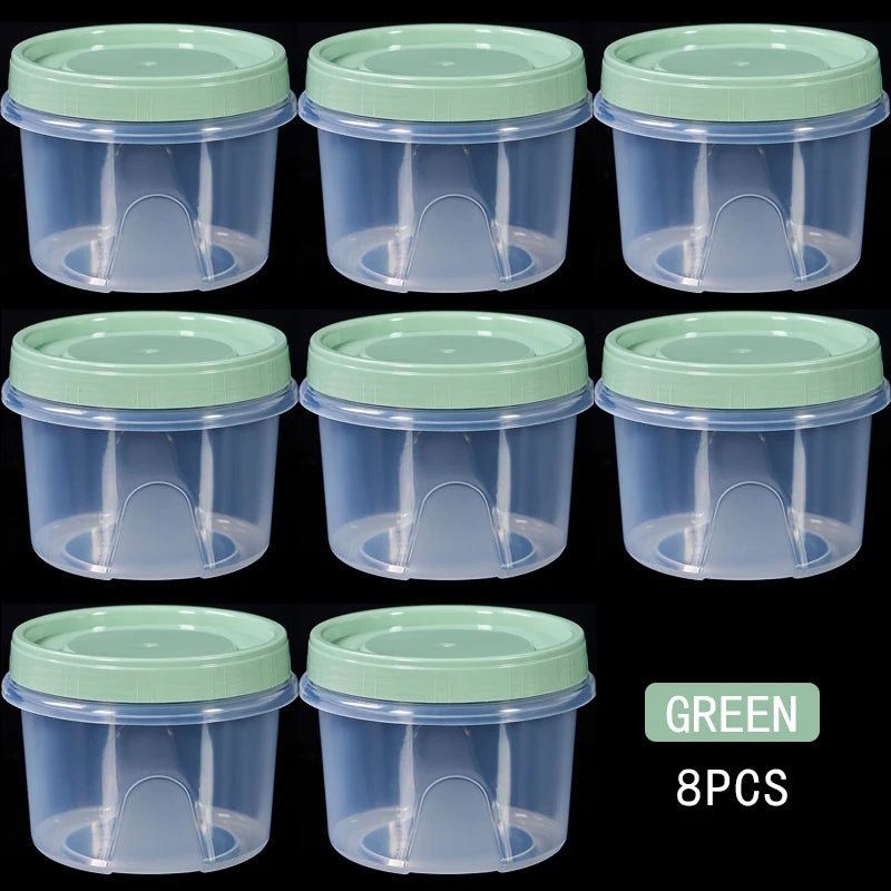 8 Pcs 500ml Round Food Fresh Keeping Box Kitchen Refrigerator Storage Container Fruits Snacks Sealed Jar Microwave Heating