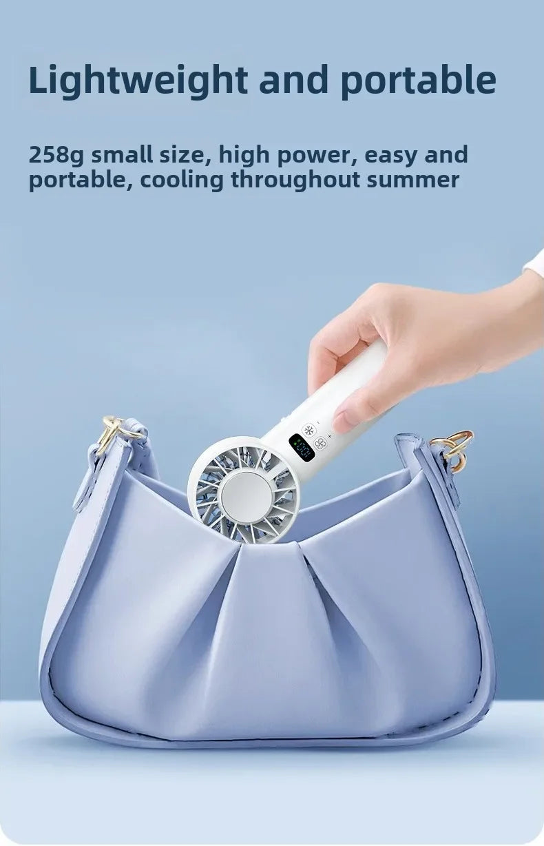 5200mah Ice Compress Fan High-speed Cooling Handheld USB Rechargeable Portable LED Digital Display For Travel Outdoor