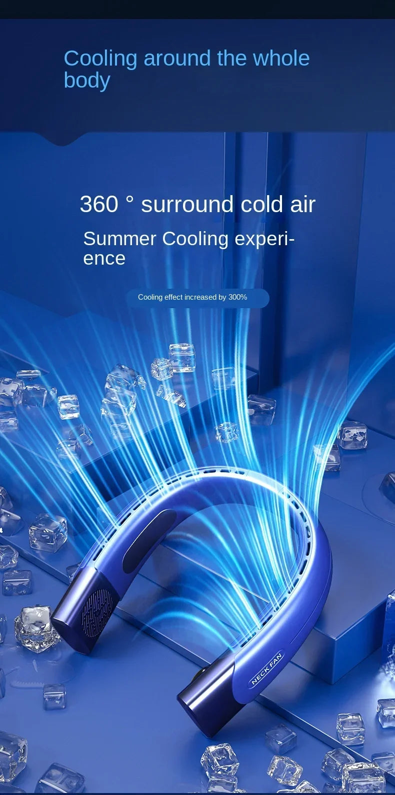 5 Speed Neck Fan Cooling Rechargeable Air Conditioning Fans Air Cooler 4000mAh Air Conditioner For Sports