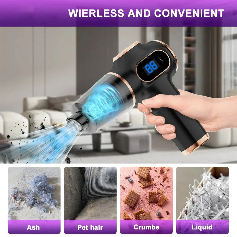 TINSOL Wireless Vacuum Cleaner Dual Use for Home and Car High Power Home Appliance With display Screen Carpet Sofa Car Cleaner