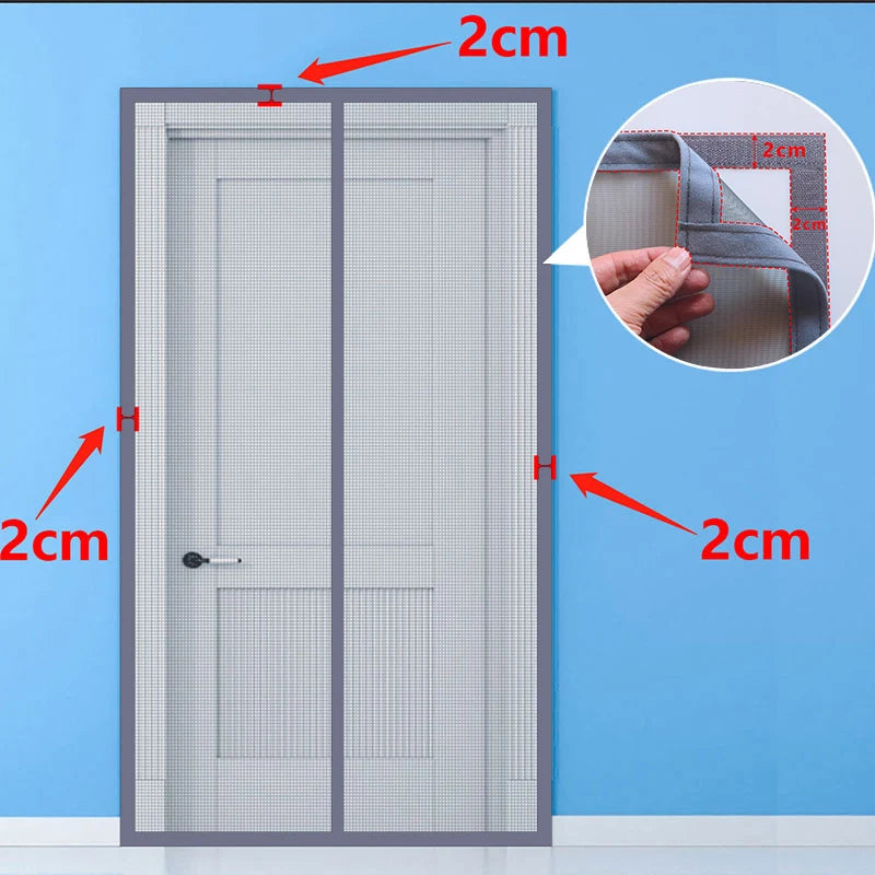 Magnetic Mosquito Net Door Screen Customized Size Grey Invisible Mesh Summer Insect Proof Automatic Closing Curtain