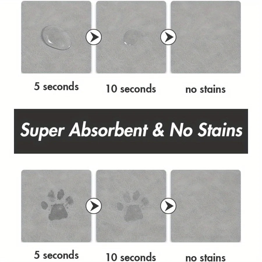 1pc Non-Slip Quick-Dry Geometric Fishbone Paw Print Dog Feeding Mat Polyester Pet Food Water Bowl Pad for Small to Medium Dogs
