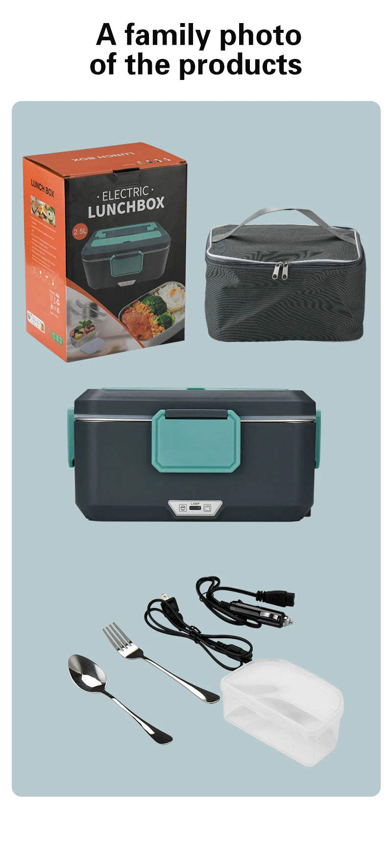 TINSOL New 3.5L Electric Lunch Box 90W Portable Food Heater Suitable for Car or Home Leak-proof Lunch Heating Microwave