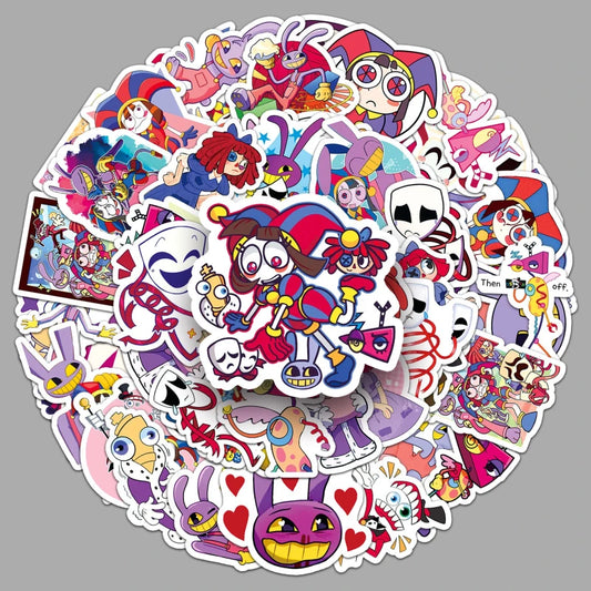 54 PCS The Amazing Digital Circus Sticker Cartoon Skateboard Water Cup Decoration Graffiti Sticker Children’s Toy Birthday Gift