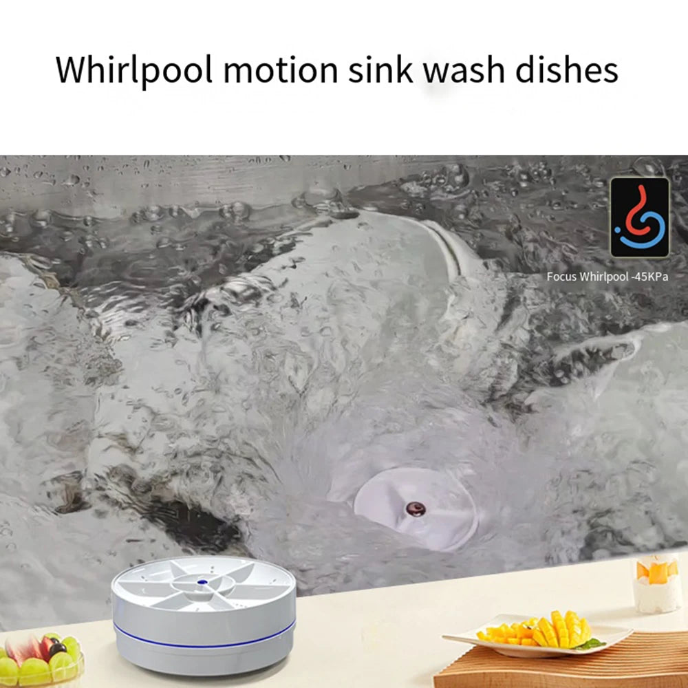 Mini Turbo Dishwasher Portable Ultrasonic Dish Washer USB Chargeable Vegetable Washing Machine Household Sink Dishwasher Device