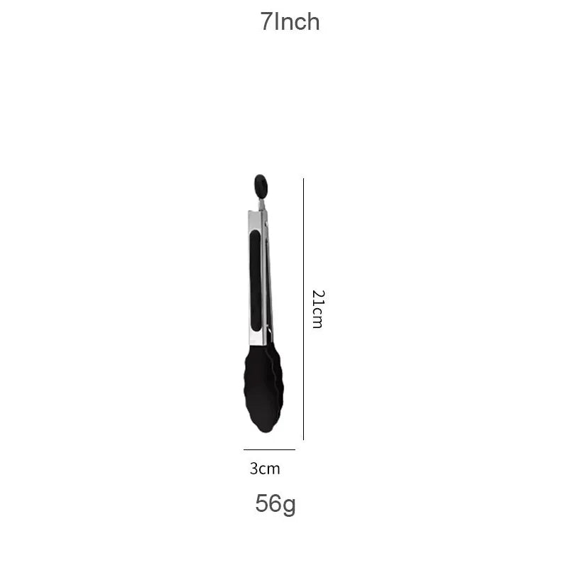 9 and 12 Inch Silicone Head Stainless Steel Bread and Salad Tongs Set Classic Novel Design for Everyday Dining for Restaurants