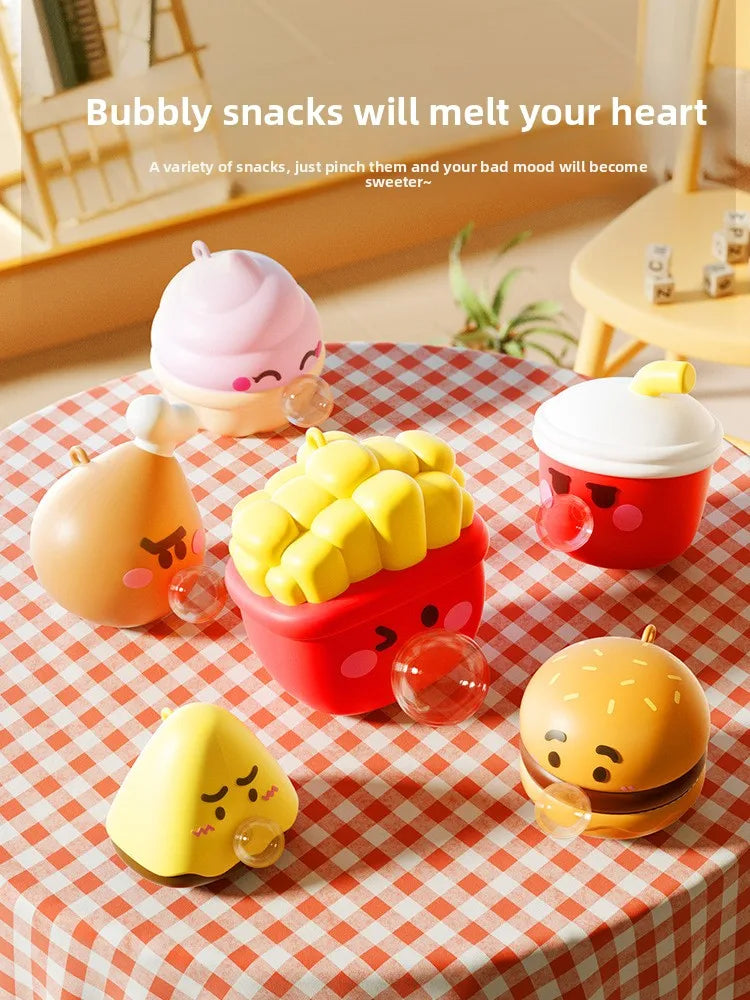 Cute Food Series Spitting Bubbles Squishy Squeeze Toys Anxiety Stress Relief Sensory Antistress Toys For Adults Kids Toys Gifts