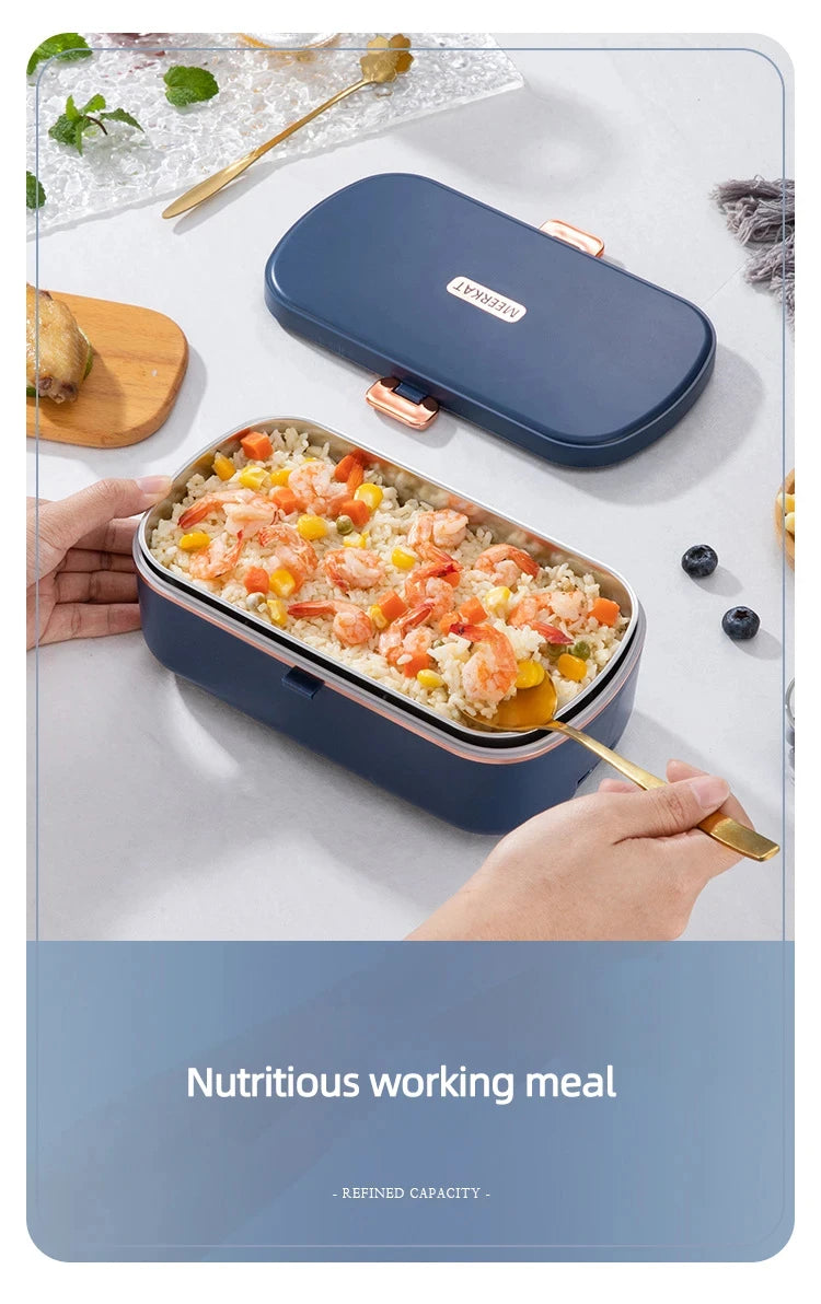 220V Electric Lunch Box 900ml Portable Rice Cooker Water Free Heating Bento Box  Thermostatic Heating Food Warmer For Office
