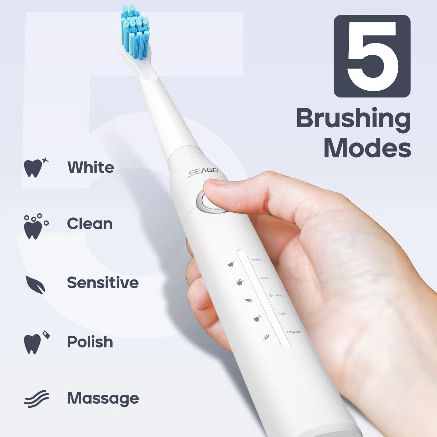 Seago Electric Toothbrush Tooth brush USB Rechargeable Adult Ultrasonic Teeth Cleaning 10 Replacement Toothbrush Heads