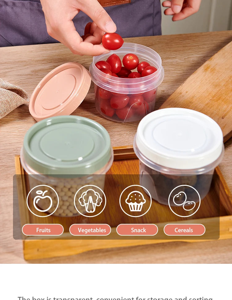 8 Pcs 500ml Round Food Fresh Keeping Box Kitchen Refrigerator Storage Container Fruits Snacks Sealed Jar Microwave Heating