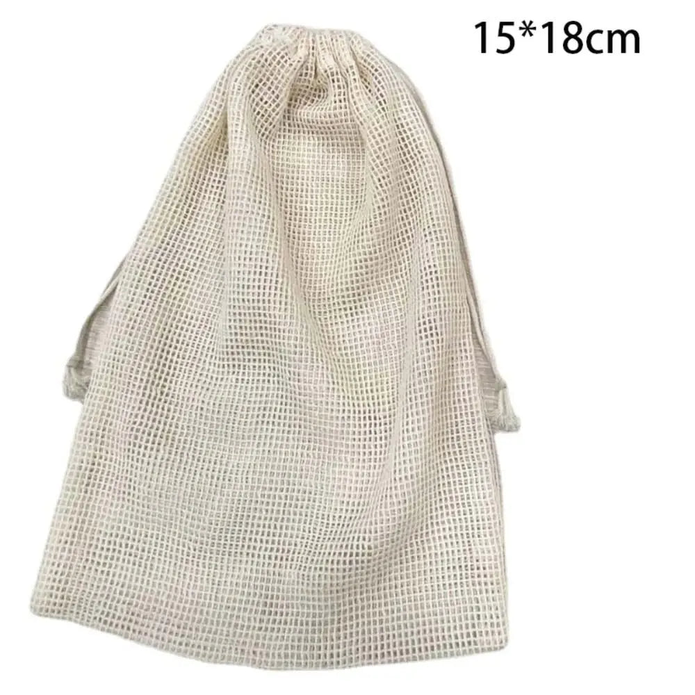 Reusable Cotton Mesh Bag Large Eco-friendly Mesh Shopping Bag Fruit and Vegetable Storage Light Weight Bundle Pocket Kitchen