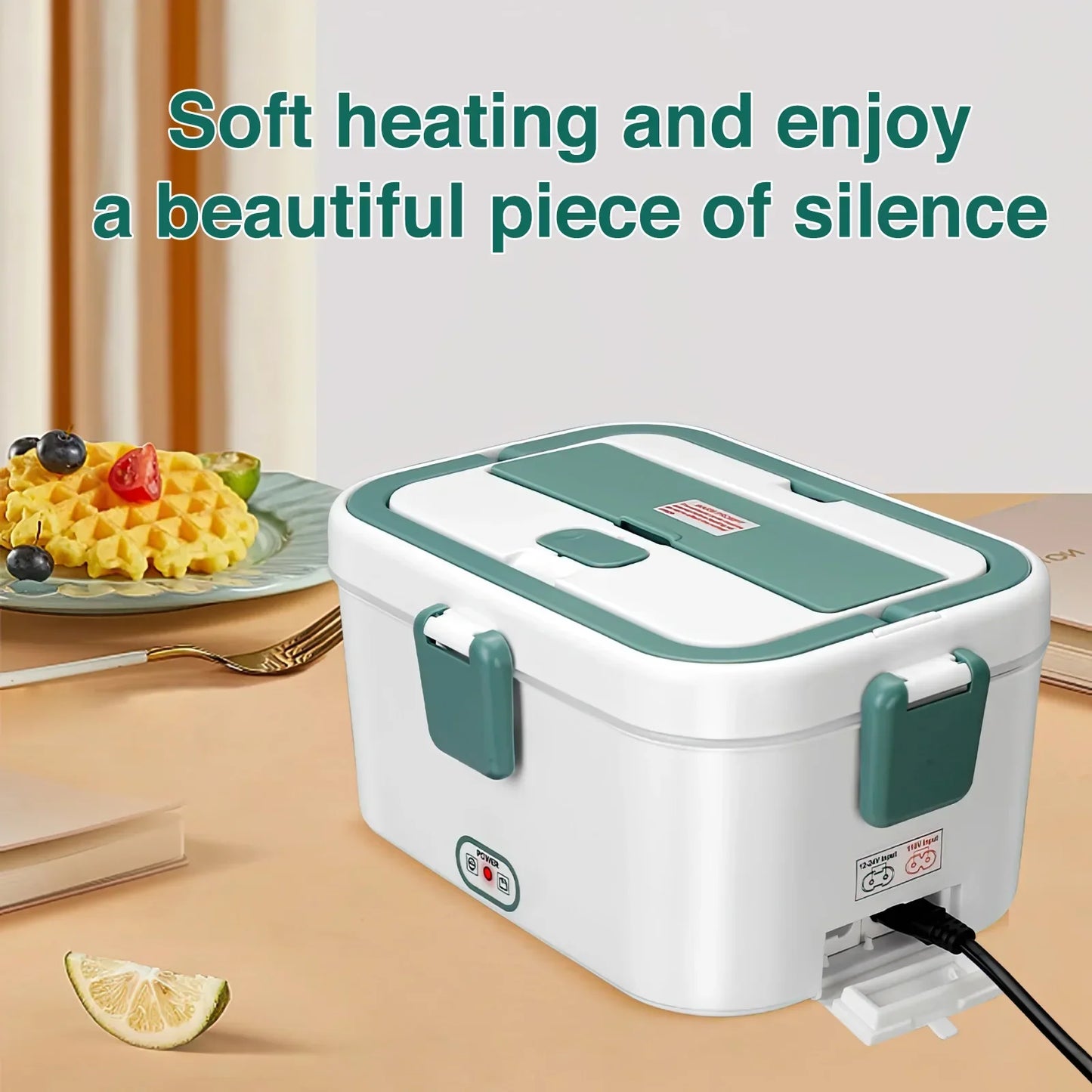Electric Lunch Box Food Warmer 1.8 L 80W Outdoor Camping Bento Picnic Portable Food Heater Car/Home Self Heating Box
