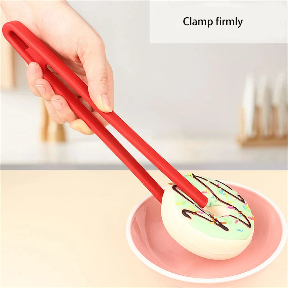 Silicone Home Kitchen Cooking Tongs Food Grade Silicone Thickened Long Handle BBQ Grill Clip Silicone Food Tong