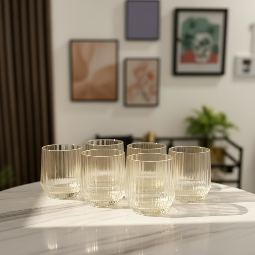 Pack x6 vasos cortos diamond line gold - lifestyle