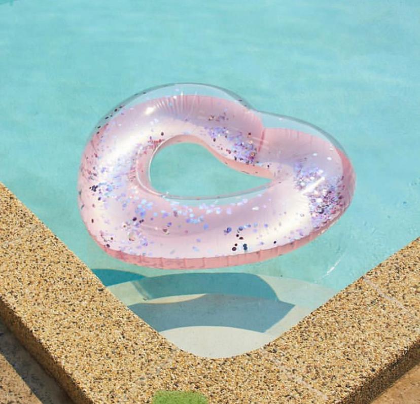 Flotador Inflable corazon con glitter por mayor - Bazar Mayorista