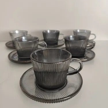 Set tazas de cafe line grey por mayor - Bazar Mayorista