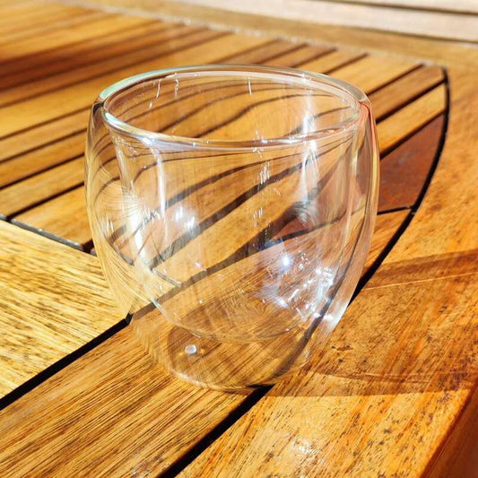 Taza doble sin asa cristal por mayor - Bazar Mayorista