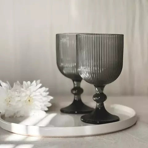 Copa de vino line grey por mayor - Bazar Mayorista